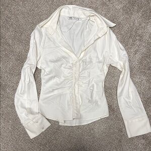 Zara Cream Button-Down Shirt
